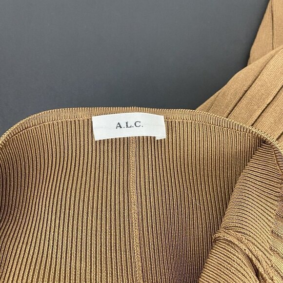 ALC Women's SAMPLE dress Brown Ribbed Maxi Gown Stretchy Size XS/S - Picture 2 of 10